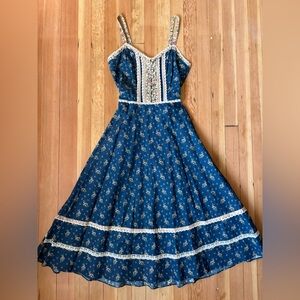 Gunne Sax Navy teal dress
